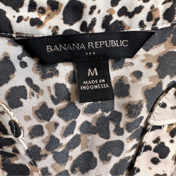 Banana Republic SS Print Dolman Blouse Medium Animal Spot Neutral Black Tan - Picture 4 of 6